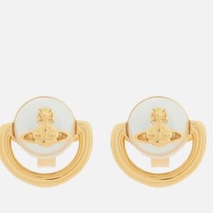 🔹️Vivienne Westwood 🔹️CELIA Pearl Gold Tone Stud Earringsb W/ Dustbag